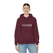 Load image into Gallery viewer, girl wearing maroon burgundy chicago hyde park hoodie university museum parks lake michigan chicago hoodies unisex chicago neighborhood