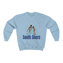 Load image into Gallery viewer, baby blue south shore chicago neighborhood south side chicago chicago fashion streetwear rainbow beach chicago hoodies historic black community black artists illustrator graphic sweatshirt