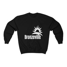 Load image into Gallery viewer, black chicago bronzeville sweatshirt chicago hoodies unisex chicago neighborhood historic bronzeville chicago black renaissance legacy collection white letters