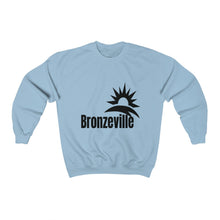 Load image into Gallery viewer, blue chicago bronzeville sweatshirt chicago hoodies unisex chicago neighborhood historic bronzeville chicago black renaissance legacy collection black letters