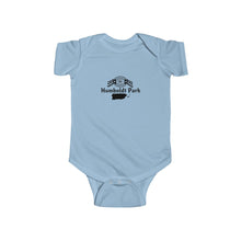 Load image into Gallery viewer, blue baby onesie infant wear chicago babies humboldt park chicago paseo boricua puerto rico puerto rican hoodie puerto rican flag humboldt park lagoon chicago neighborhood chicago hoodies