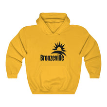 Load image into Gallery viewer, chicago bronzeville hoodie chicago hoodies unisex chicago neighborhood historic bronzeville chicago black renaissance legacy collection gold hoodie black letters