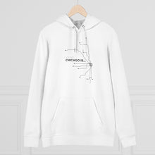Load image into Gallery viewer, white black organic map chicago hoodies chicago hoodies signature streetwear collection not for tourists chicago is my kind of town on the map best city ever chicago fashion celebrate chicago