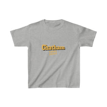 Load image into Gallery viewer, chicago chatham neighborhood kids tee south side community simeon high school chicago hoodies chicago culture chicago streetwear kids t shirt gold lettering graphic tee grey gray