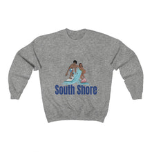 Load image into Gallery viewer, south shore chicago neighborhood south side chicago chicago fashion streetwear rainbow beach chicago hoodies historic black community black artists illustrator graphic sweatshirt grey gray