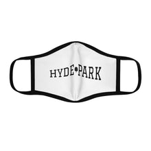 Load image into Gallery viewer, chicago hyde park fitted face mask university museum parks lake michigan chicago hoodies chicago neighborhood streetwear white mask black letters