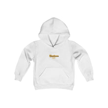 Load image into Gallery viewer, chicago chatham neighborhood kids hoodie south side community simeon high school chicago hoodies chicago culture chicago streetwear kids clothing gold lettering graphic hoodie
