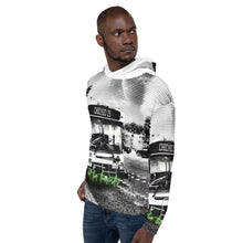 Load image into Gallery viewer, chicago not for tourists hoodie graphic hoodie bus public transit chicago is chicago hoodies wearable art my kind of town authentic chicago black white hoodie