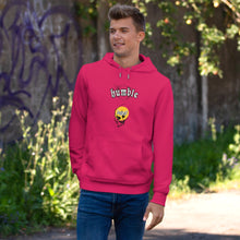 Load image into Gallery viewer, male model forest wearing bright pink humble loyal gothic hoodie streetwear chicago hoodies skull