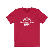 Load image into Gallery viewer, red tee humboldt park chicago paseo boricua puerto rico puerto rican hoodie puerto rican flag humboldt park lagoon chicago neighborhood chicago hoodies t-shirt streetwear