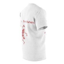 Load image into Gallery viewer, side view slept on by my haters white tee self worth underappreciated later haters on my grind rip haters getting the bag chicago t-shirt haterade