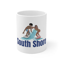 Load image into Gallery viewer, south shore chicago neighborhood south side chicago chicago fashion streetwear rainbow beach chicago hoodies historic black community black artists illustrator coffee mug
