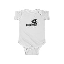 Load image into Gallery viewer, white chicago bronzeville baby onesie chicago hoodies unisex chicago neighborhood infant wear chicago babies chicago neighborhood historic bronzeville chicago black renaissance legacy collection
