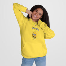Load image into Gallery viewer, woman wearing yellow humble loyal gothic hoodie streetwear chicago hoodies skull
