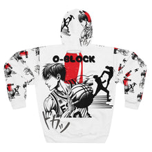 Load image into Gallery viewer, chicago o-block hoodie neon anime chicago hoodies unisex chicago neighborhood chief keef parkway gardens woodlawn king von o block white hoodie back view street ball legend
