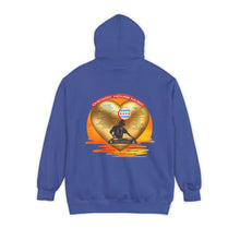 Load image into Gallery viewer, blue, house music, chicago, chosen few djs, chicago dj, house music culture, streetwear, chicago culture, chicago fashion, chicago house music, fashion hoodie, frankie knuckles, jesse saunders, marshall jefferson, Farley jackmaster keith, ron hardy, steve silk hurley, chicago hoodies, back view
