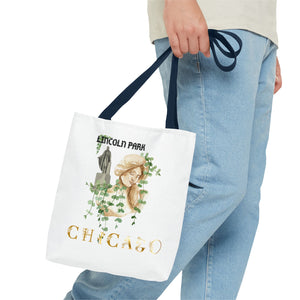 lincoln park chicago chicago hoodies chicago north side graphic hoodie unisex chicago neighborhood navy blue handle tote bag