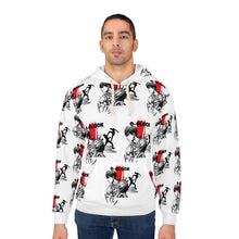 Load image into Gallery viewer, chicago o-block hoodie neon anime chicago hoodies unisex chicago neighborhood chief keef parkway gardens woodlawn king von o block white hoodie male model
