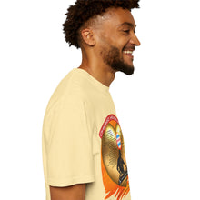 Load image into Gallery viewer, house music, chicago, chosen few djs, chicago dj, house music culture, streetwear, chicago culture, chicago fashion, chicago house music, fashion tee, frankie knuckles, jesse saunders, marshall jefferson, Farley jackmaster keith, ron hardy, steve silk hurley, chicago hoodies, graphic tee, male model, banana color, beige, tan
