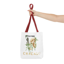 Load image into Gallery viewer, lincoln park chicago chicago hoodies chicago north side graphic hoodie unisex chicago neighborhood woman holding tote red handle
