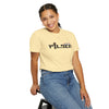 pilsen, unisex, chicago neighborhood, mexican culture, mexican heritage, chicago fashion, chicago streetwear, graphic tee, female model, banana, yellow, beige