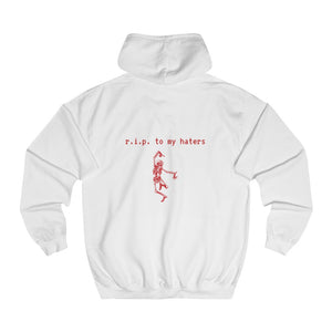 White Slept On Hoodie from Chicago Hoodies (back) slept on hoodie self worth underappreciated later haters on my grind rip haters getting the bag chicago hoodies haterade