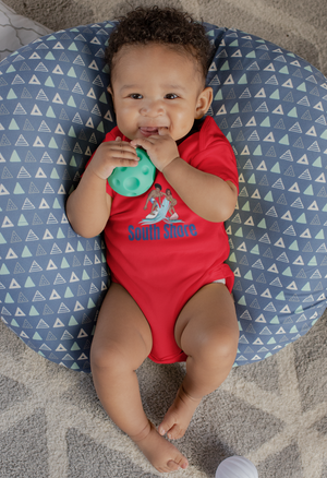 south shore chicago neighborhood south side chicago chicago fashion streetwear rainbow beach chicago hoodies historic black community black artists illustrator graphic baby onesie red
