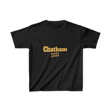 Load image into Gallery viewer, chicago chatham neighborhood kids tee south side community simeon high school chicago hoodies chicago culture chicago streetwear kids t shirt gold lettering graphic tee black
