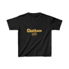 chicago chatham neighborhood kids tee south side community simeon high school chicago hoodies chicago culture chicago streetwear kids t shirt gold lettering graphic tee black