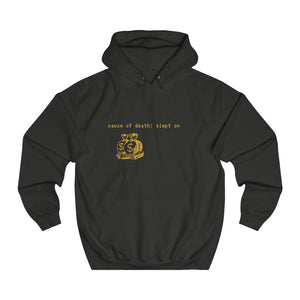 Black Slept On Hoodie from Chicago Hoodies (front) slept on hoodie self worth underappreciated later haters on my grind rip haters getting the bag chicago hoodies haterade gold graphic gold letters