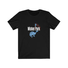 Load image into Gallery viewer, wicker park chicago puerto rican flag  chicago neighborhood chicago hoodies bucktown chicago fashion chicago streetwear graphic black tee
