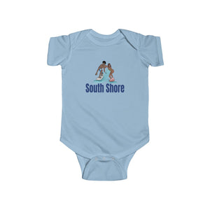south shore chicago neighborhood south side chicago chicago fashion streetwear rainbow beach chicago hoodies historic black community black artists illustrator graphic baby onesie blue