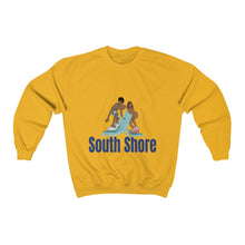 Load image into Gallery viewer, south shore chicago neighborhood south side chicago chicago fashion streetwear rainbow beach chicago hoodies historic black community black artists illustrator graphic sweatshirt yellow gold

