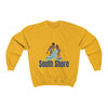 south shore chicago neighborhood south side chicago chicago fashion streetwear rainbow beach chicago hoodies historic black community black artists illustrator graphic sweatshirt yellow gold
