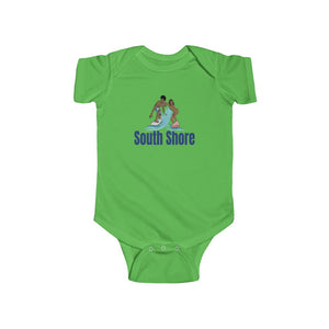 south shore chicago neighborhood south side chicago chicago fashion streetwear rainbow beach chicago hoodies historic black community black artists illustrator graphic baby onesie green
