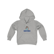 Load image into Gallery viewer, south shore chicago neighborhood south side chicago chicago fashion streetwear rainbow beach chicago hoodies historic black community black artists illustrator graphic kids hoodie gray

