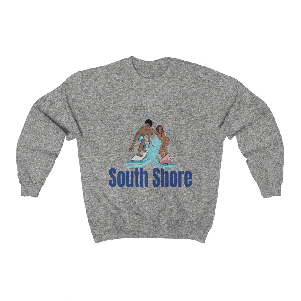 south shore chicago neighborhood south side chicago chicago fashion streetwear rainbow beach chicago hoodies historic black community black artists illustrator graphic sweatshirt grey gray

