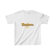 Load image into Gallery viewer, chicago chatham neighborhood kids tee south side community simeon high school chicago hoodies chicago culture chicago streetwear kids t shirt gold lettering graphic tee
