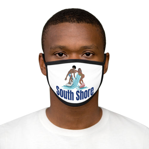 south shore chicago neighborhood south side chicago chicago fashion streetwear rainbow beach chicago hoodies historic black community black artists illustrator fitted face mask male model