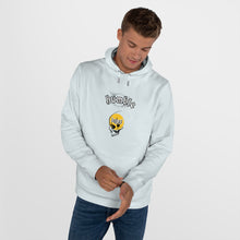 Load image into Gallery viewer, male model wearing stone color hoodie humble loyal gothic hoodie streetwear chicago hoodies skull
