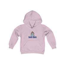 Load image into Gallery viewer, south shore chicago neighborhood south side chicago chicago fashion streetwear rainbow beach chicago hoodies historic black community black artists illustrator graphic kids hoodie pink


