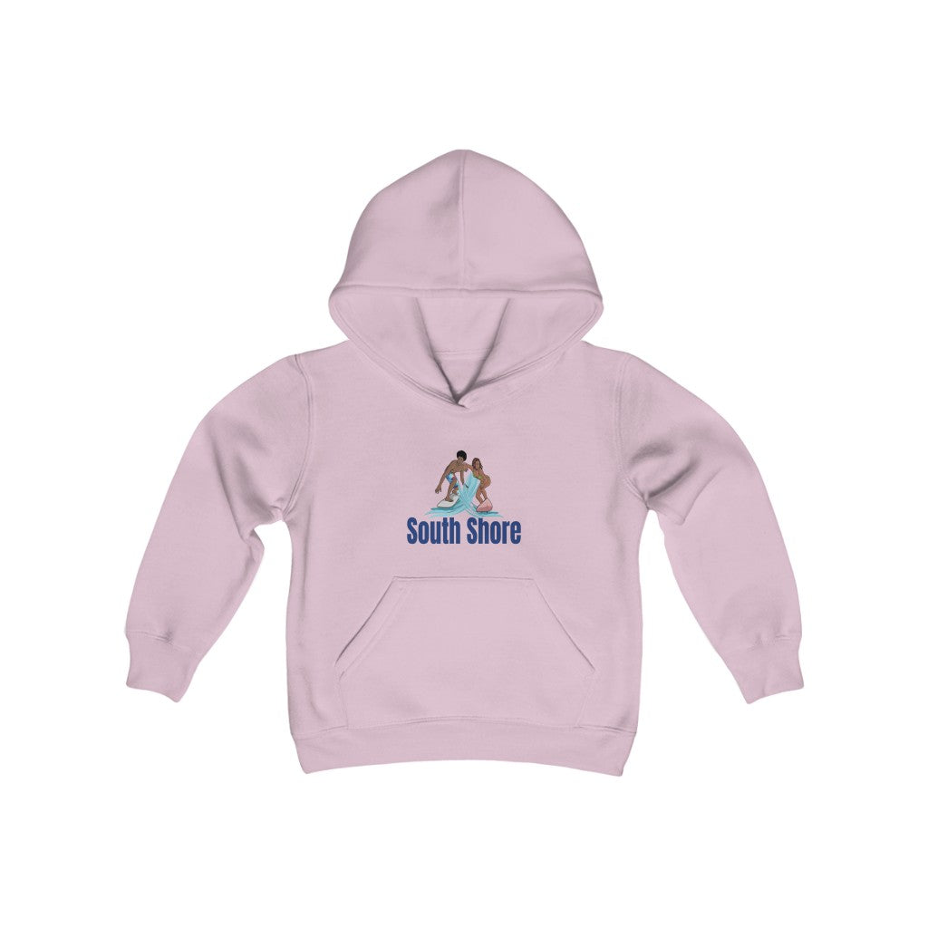 south shore chicago neighborhood south side chicago chicago fashion streetwear rainbow beach chicago hoodies historic black community black artists illustrator graphic kids hoodie pink
