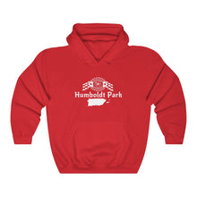 Load image into Gallery viewer, humboldt park chicago paseo boricua puerto rico puerto rican hoodie puerto rican flag humboldt park lagoon chicago neighborhood chicago hoodies red roja

