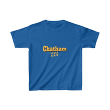 Load image into Gallery viewer, chicago chatham neighborhood kids tee south side community simeon high school chicago hoodies chicago culture chicago streetwear kids t shirt gold lettering graphic tee royal blue
