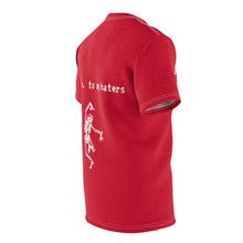 Load image into Gallery viewer, side stitching details view slept on by my haters red tee self worth underappreciated later haters on my grind rip haters getting the bag chicago t-shirt haterade

