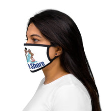 Load image into Gallery viewer, south shore chicago neighborhood south side chicago chicago fashion streetwear rainbow beach chicago hoodies historic black community black artists illustrator side view fitted face mask female model
