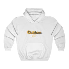 Load image into Gallery viewer, white hoodie gold lettering chicago chatham neighborhood hoodie south side community simeon high school chicago hoodies chicago culture

