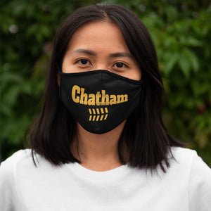 woman wearing chicago chatham neighborhood fitted face mask south side community chicago hoodies chicago culture chicago streetwear face mask