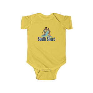south shore chicago neighborhood south side chicago chicago fashion streetwear rainbow beach chicago hoodies historic black community black artists illustrator graphic baby onesie yellow
