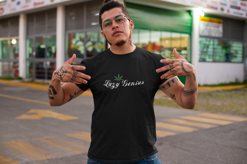 man wearing cannabis marijuana green leaf cotton tee chicago hoodies